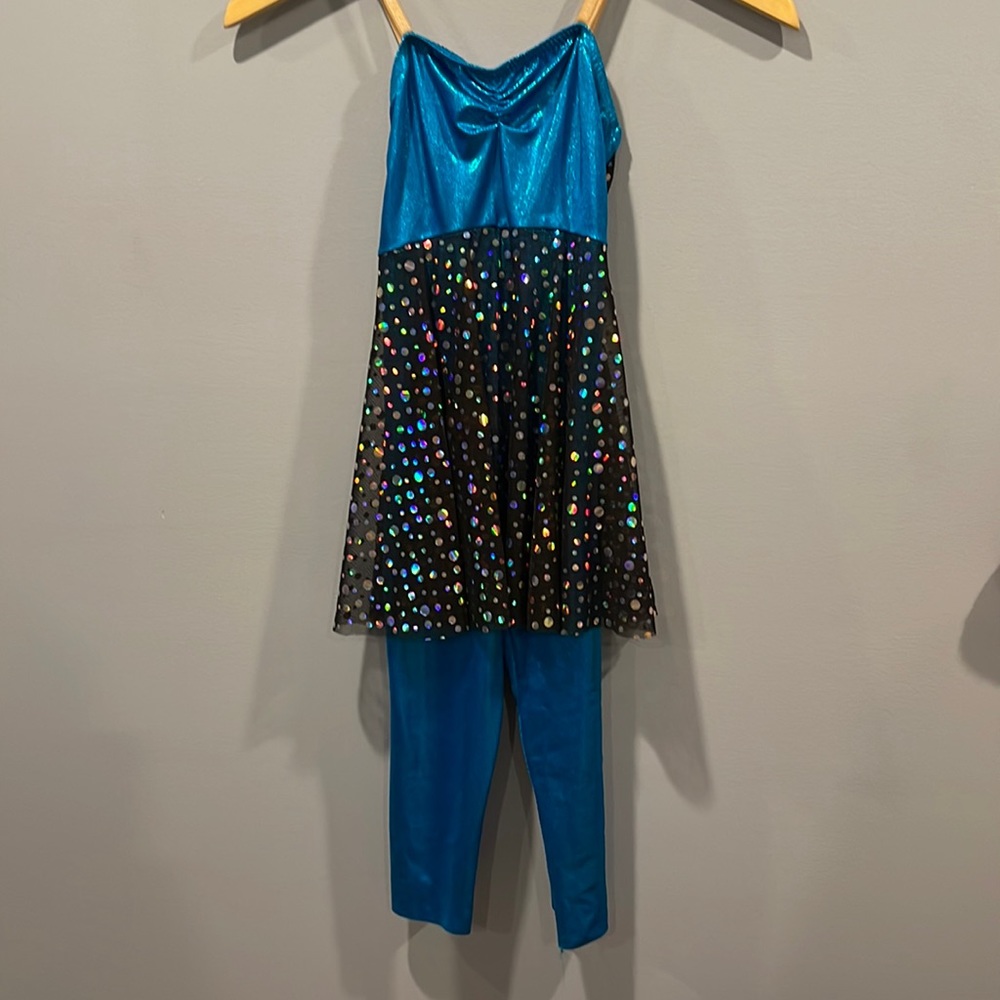 Child medium costume  blue and black jumpsuit